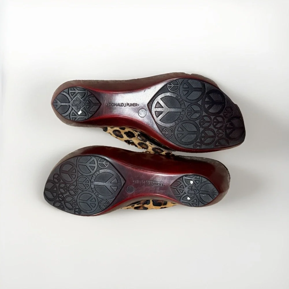 Donald J. Pliner Cortina Leopard Haircalf Wedge Sandals Italy 7.5
